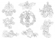 Stickserie - White Christmas Line Art